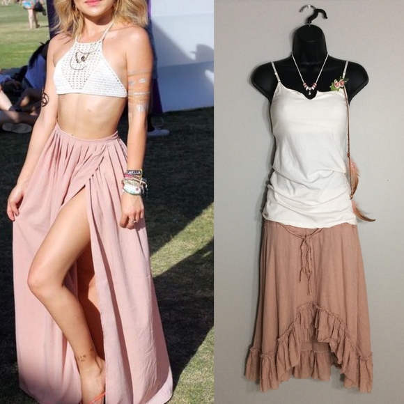 🌸4PC BOHO PINK SKIRT TANK NECKLACE HAIR PIECE SET - Picture 6 of 7